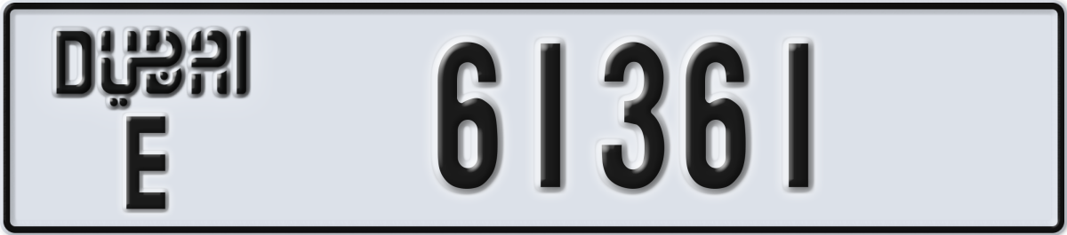dubai License Plate Number 61361 Code E
