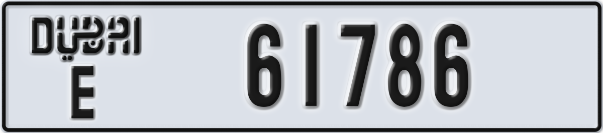 dubai License Plate Number 61786 Code E
