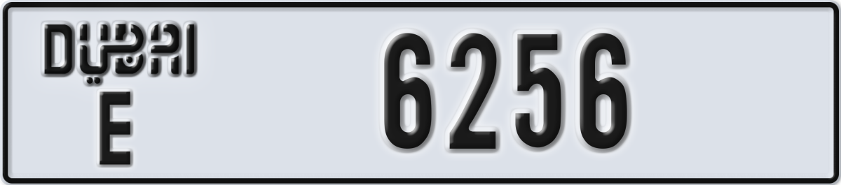 dubai License Plate Number 6256 Code E