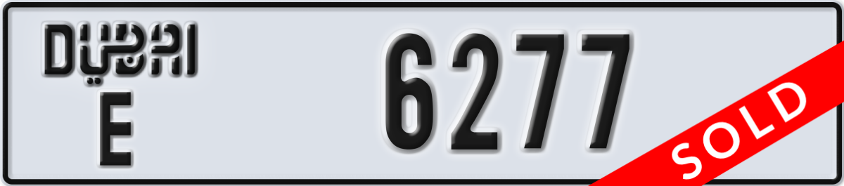 dubai License Plate Number 6277 Code E