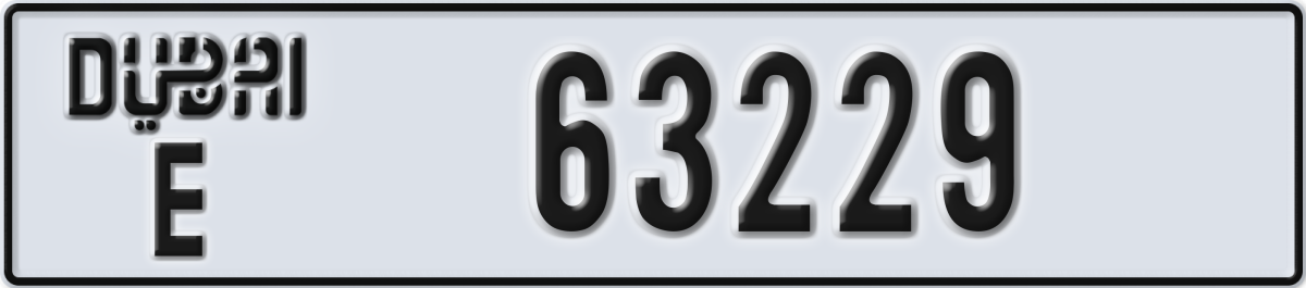 dubai License Plate Number 63229 Code E