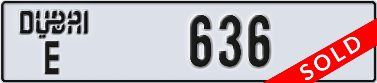 dubai License Plate Number 636 Code E