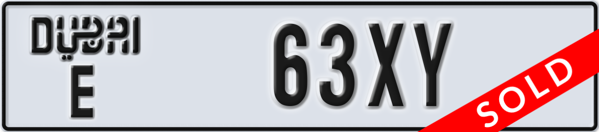 dubai License Plate Number 63XY Code E