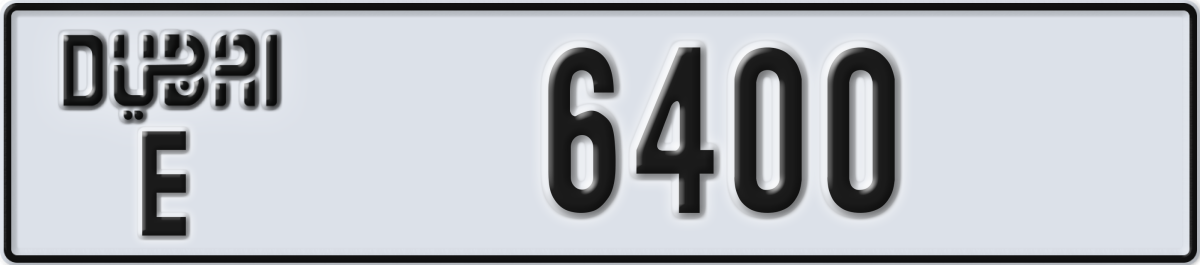 dubai License Plate Number 6400 Code E