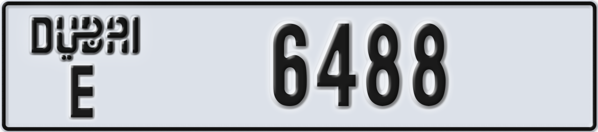 dubai License Plate Number 6488 Code E