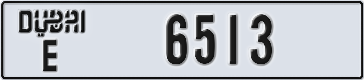 dubai License Plate Number 6513 Code E