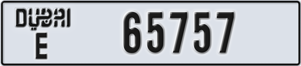 dubai License Plate Number 65757 Code E