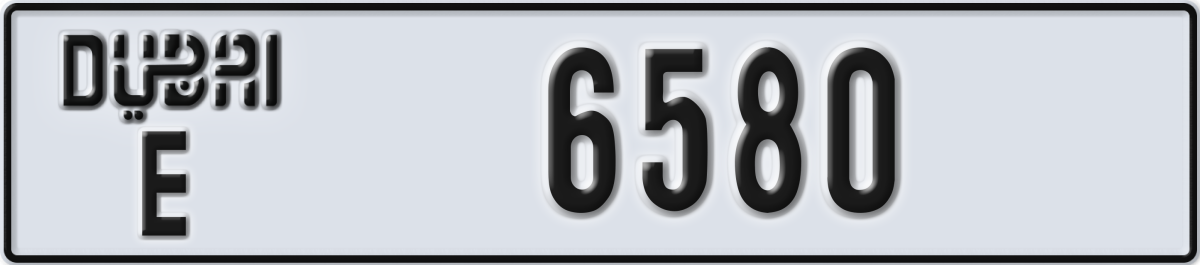 dubai License Plate Number 6580 Code E