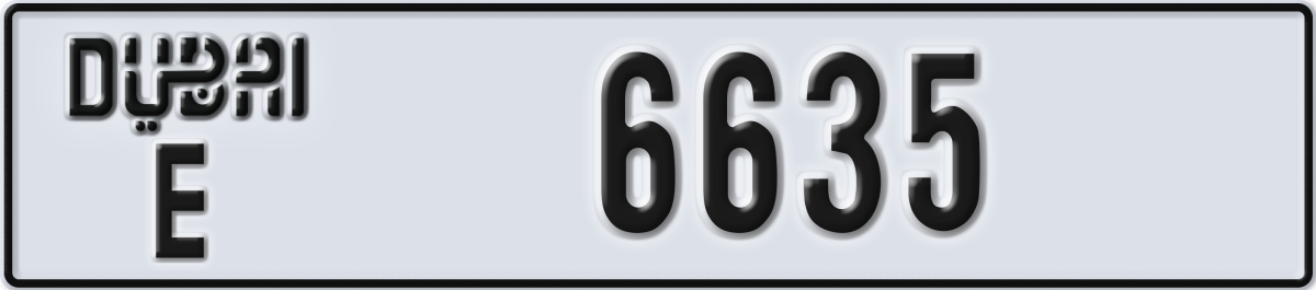 dubai License Plate Number 6635 Code E