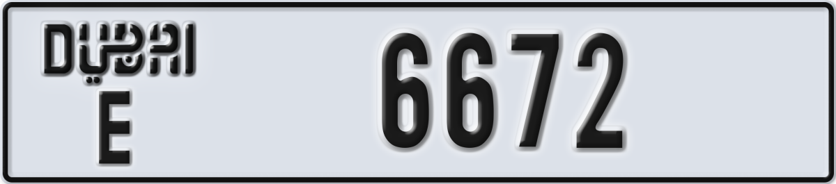 dubai License Plate Number 6672 Code E