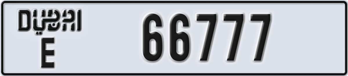 dubai License Plate Number 66777 Code E