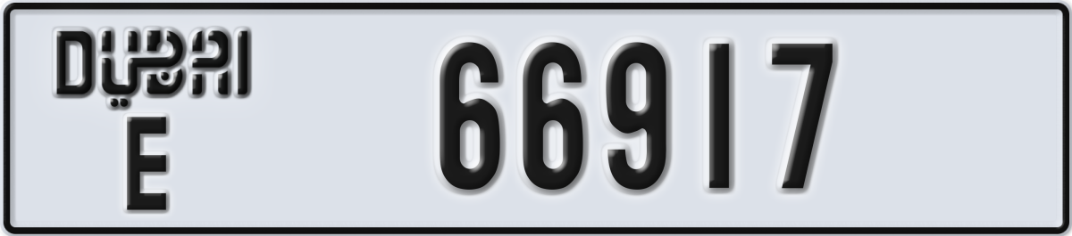dubai License Plate Number 66917 Code E