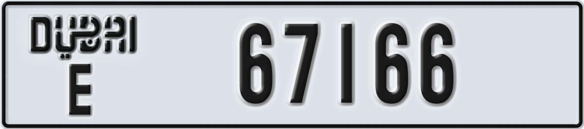 dubai License Plate Number 67166 Code E