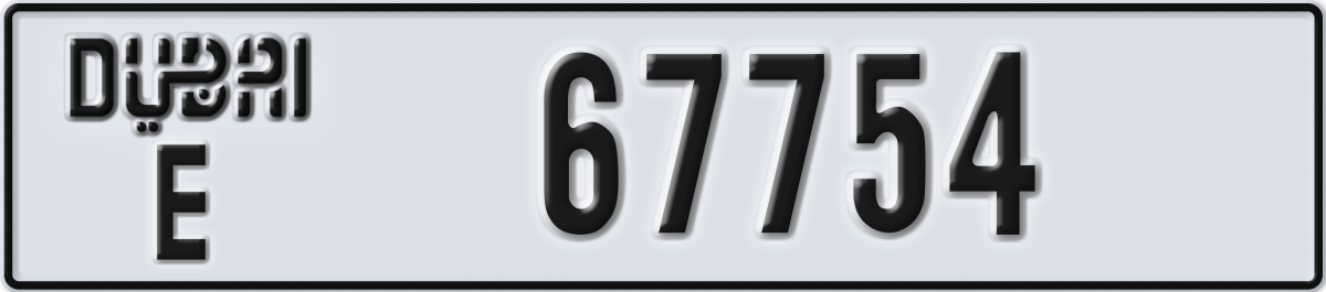 dubai License Plate Number 67754 Code E