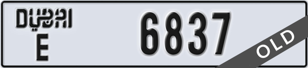dubai License Plate Number 6837 Code E