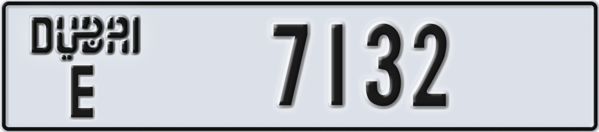 dubai License Plate Number 7132 Code E
