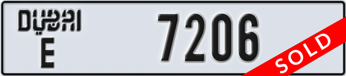 dubai License Plate Number 7206 Code E