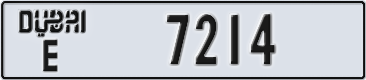 dubai License Plate Number 7214 Code E