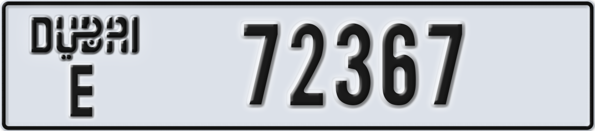 dubai License Plate Number 72367 Code E