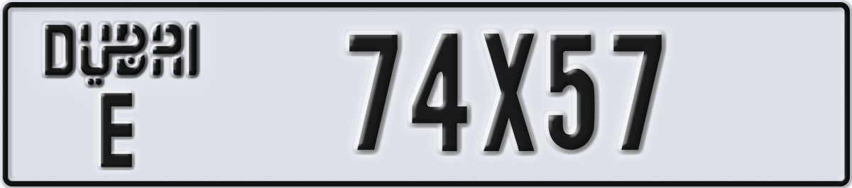 dubai License Plate Number 74X57 Code E