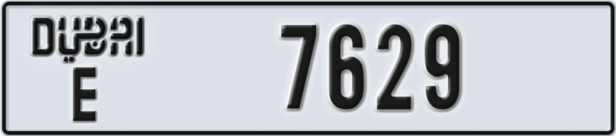 dubai License Plate Number 7629 Code E