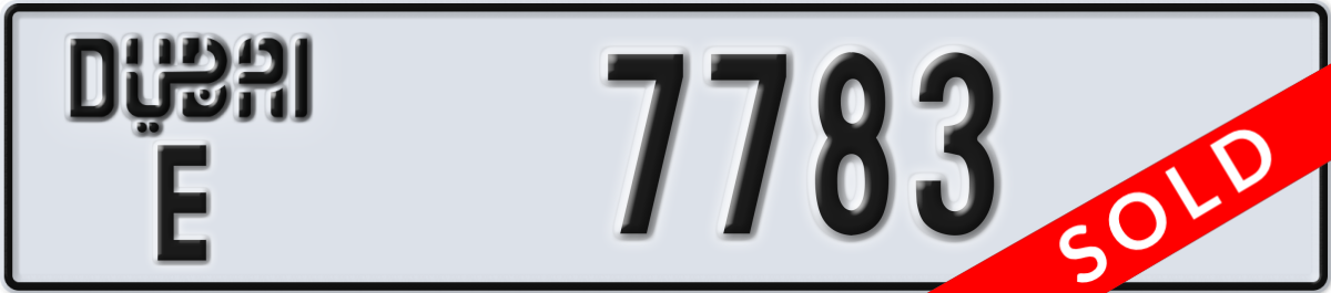 dubai License Plate Number 7783 Code E
