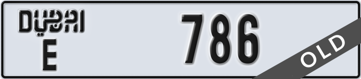dubai License Plate Number 786 Code E