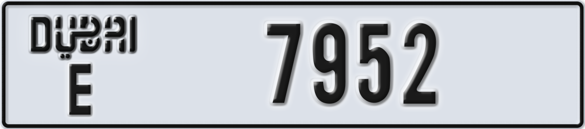 dubai License Plate Number 7952 Code E