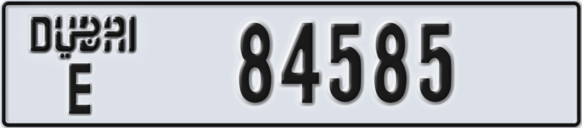 dubai License Plate Number 84585 Code E