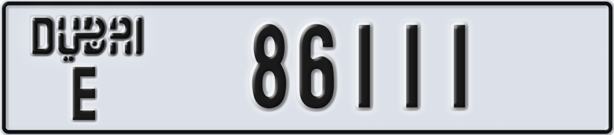 dubai License Plate Number 86111 Code E
