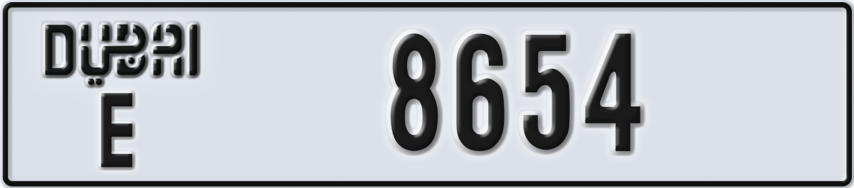 dubai License Plate Number 8654 Code E