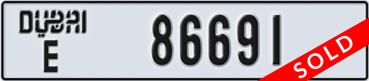 dubai License Plate Number 86691 Code E