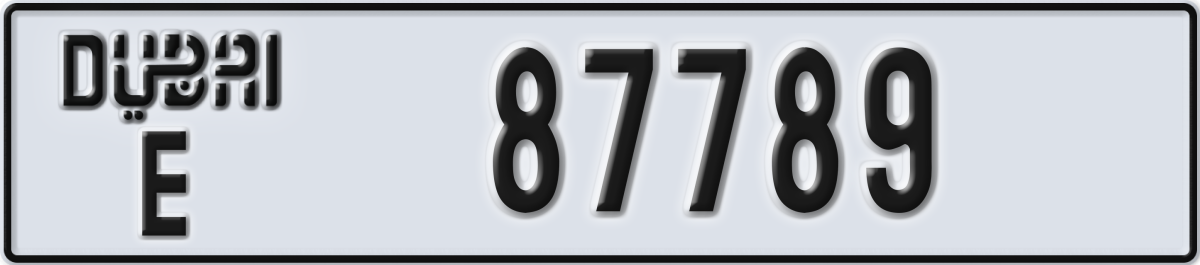 dubai License Plate Number 87789 Code E