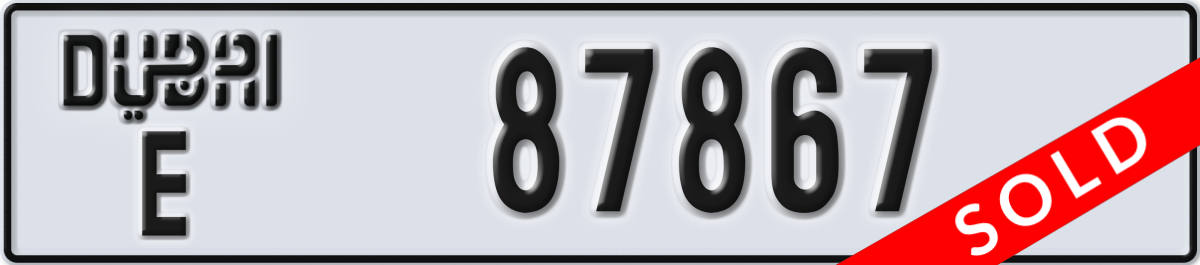 dubai License Plate Number 87867 Code E