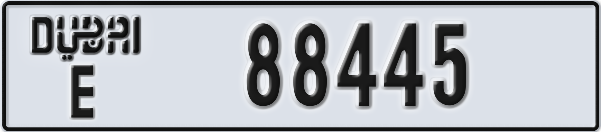 dubai License Plate Number 88445 Code E