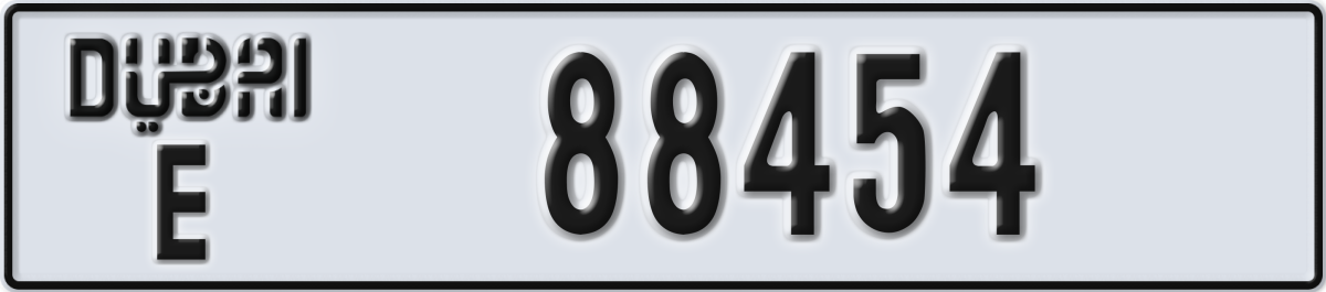 dubai License Plate Number 88454 Code E