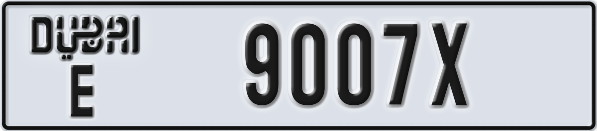 dubai License Plate Number 9007X Code E