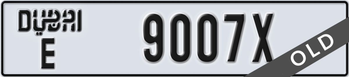 dubai License Plate Number 9007X Code E