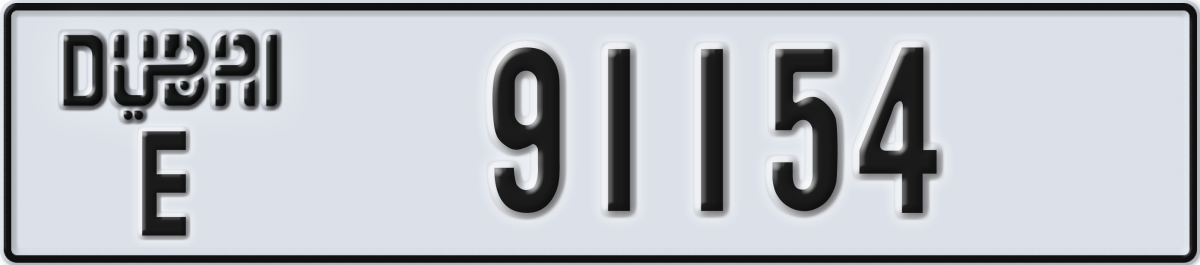 dubai License Plate Number 91154 Code E