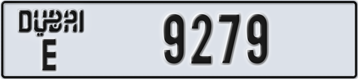 dubai License Plate Number 9279 Code E