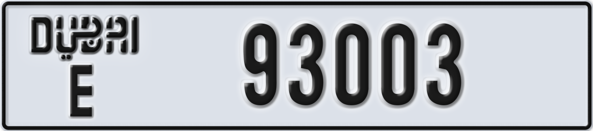 dubai License Plate Number 93003 Code E
