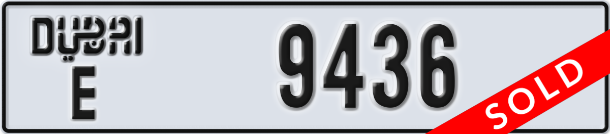 dubai License Plate Number 9436 Code E