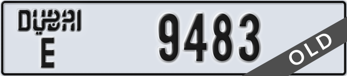 dubai License Plate Number 9483 Code E
