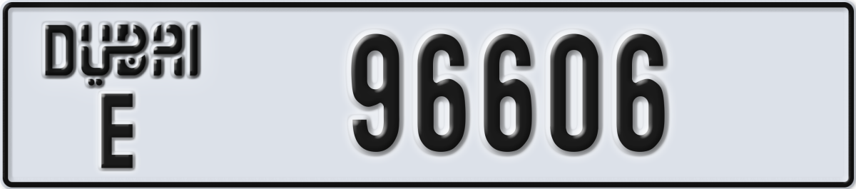 dubai License Plate Number 96606 Code E