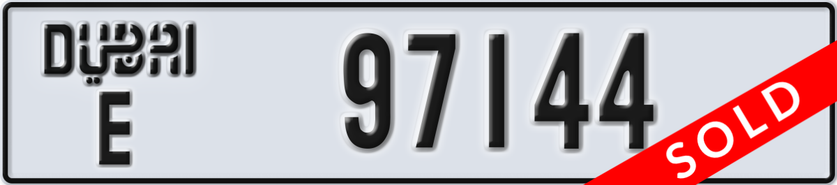 dubai License Plate Number 97144 Code E