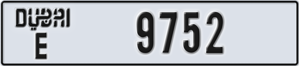 dubai License Plate Number 9752 Code E
