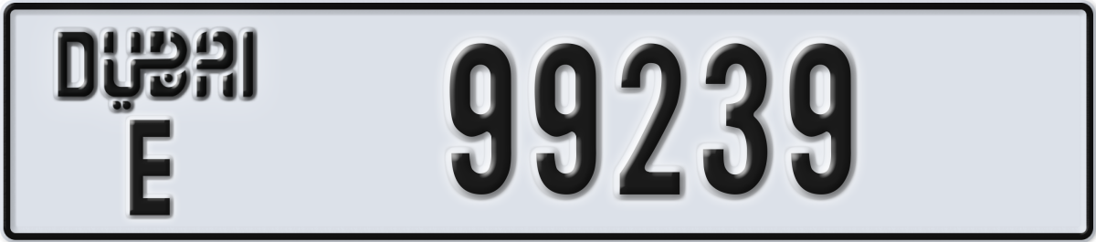 dubai License Plate Number 99239 Code E