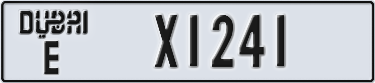 dubai License Plate Number X1241 Code E