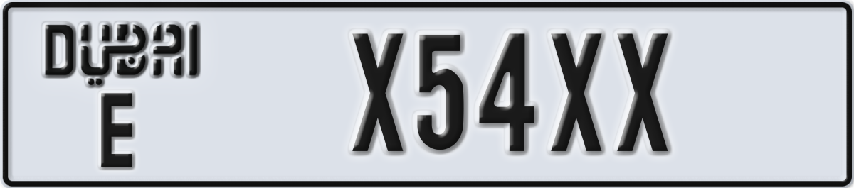 dubai License Plate Number X54XX Code E