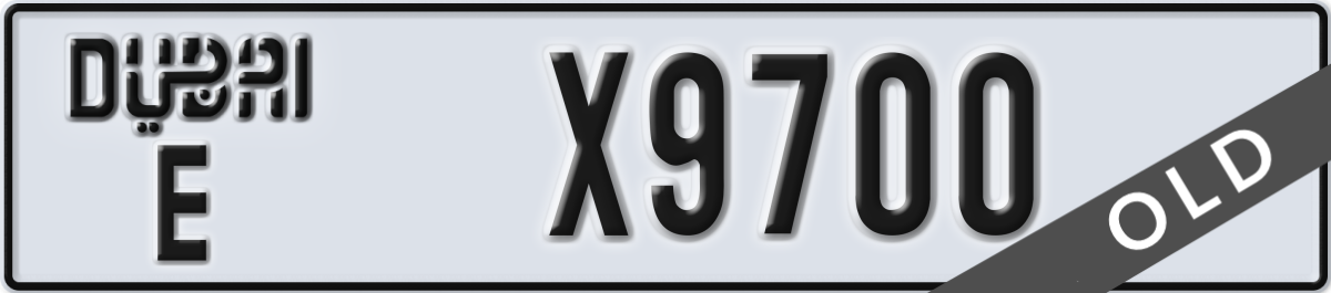 dubai License Plate Number X9700 Code E